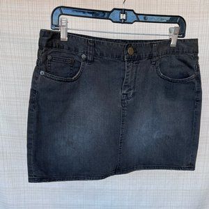 VINTAGE J Crew Black Denim Miniskirt Distressed Denim Grunge Goth 90s y2k